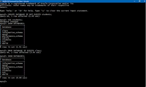 mysql commands list.